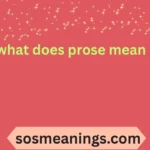what does prose mean